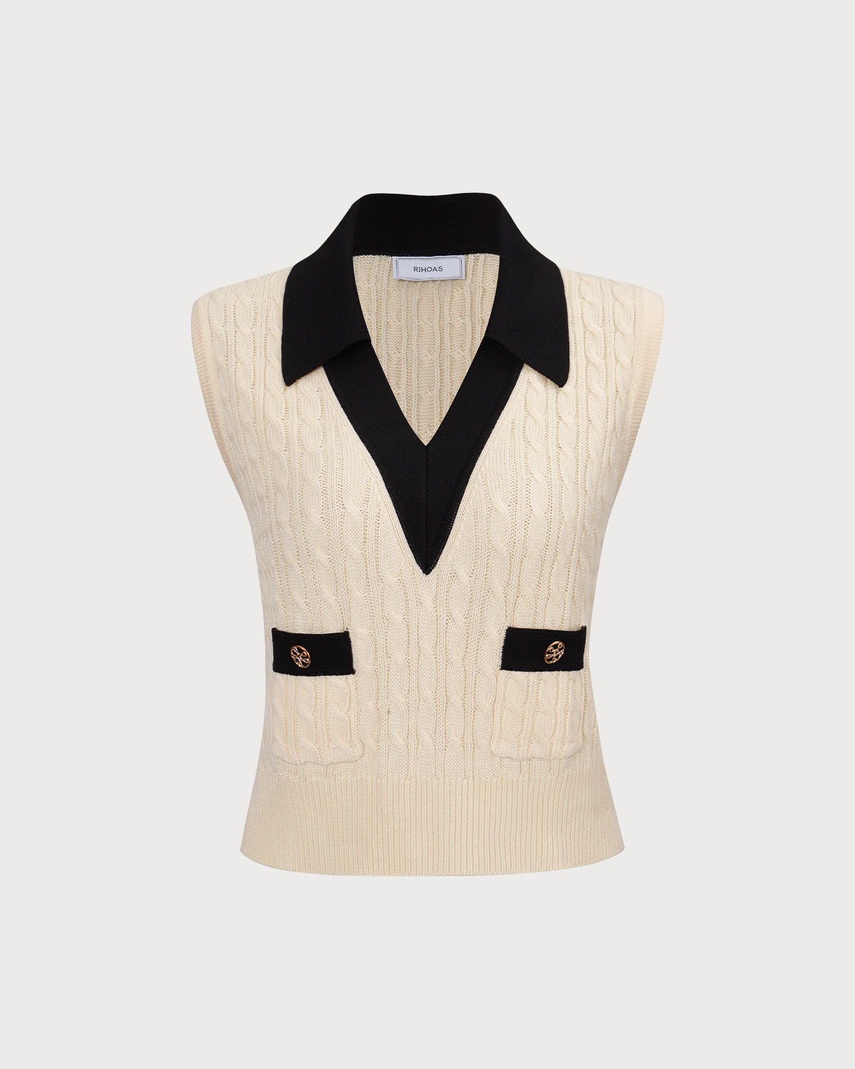 The Apricot Collared Colourblock Knit Tank Top