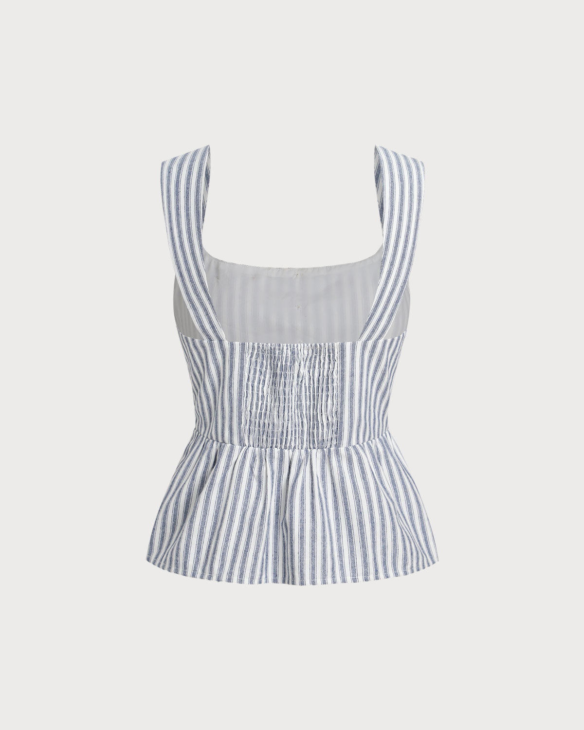 Blue Striped Square Neck Tank Top