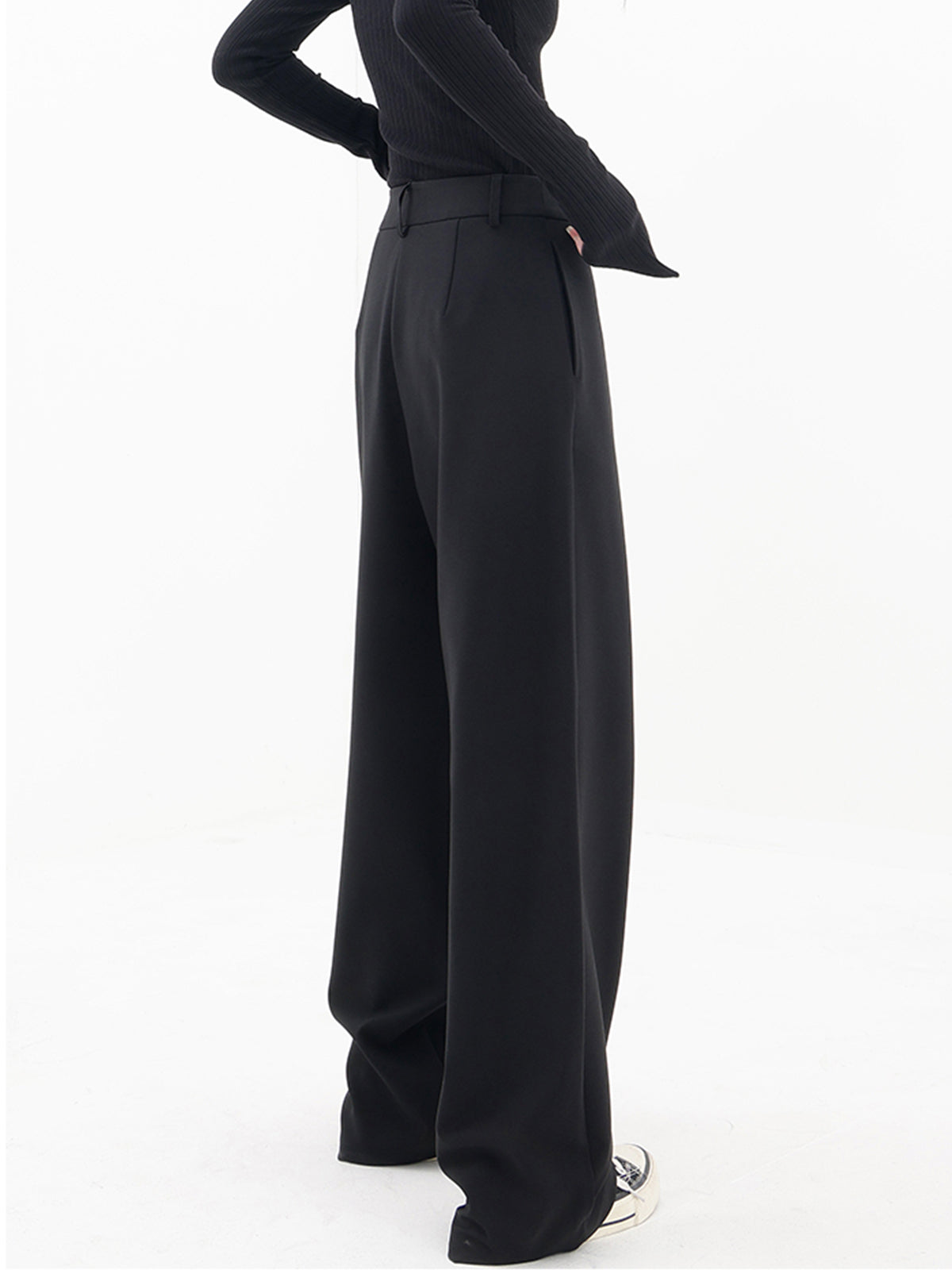 Asymmetrical Layer Button Baggy Wide Leg Trousers