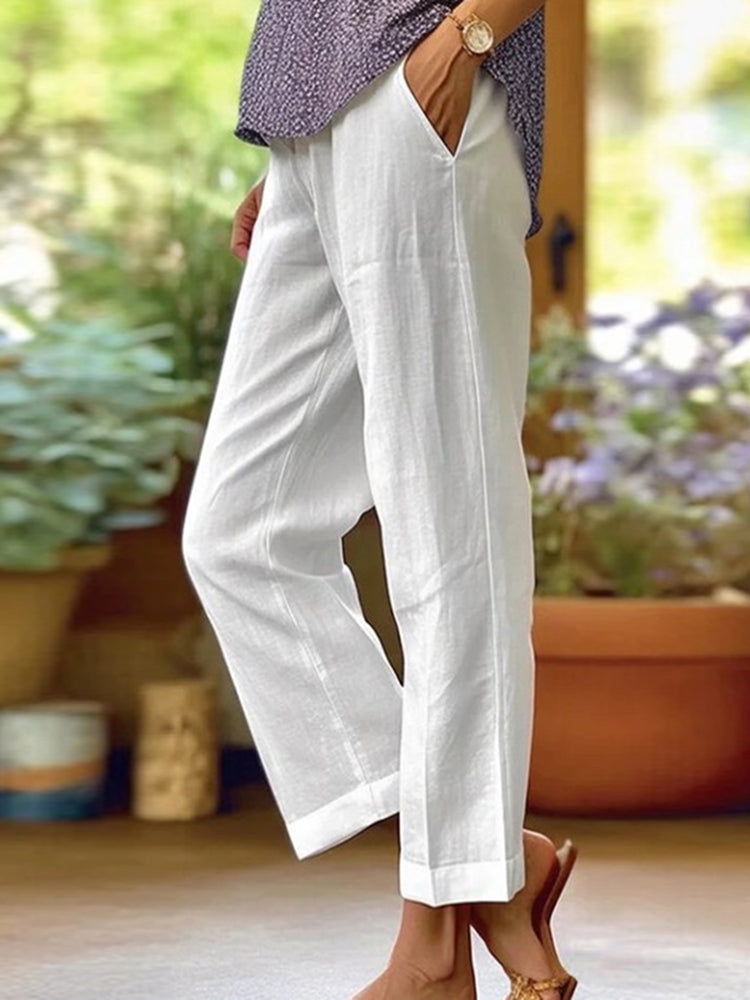 Solid Colour Simple Loose Casual Trousers