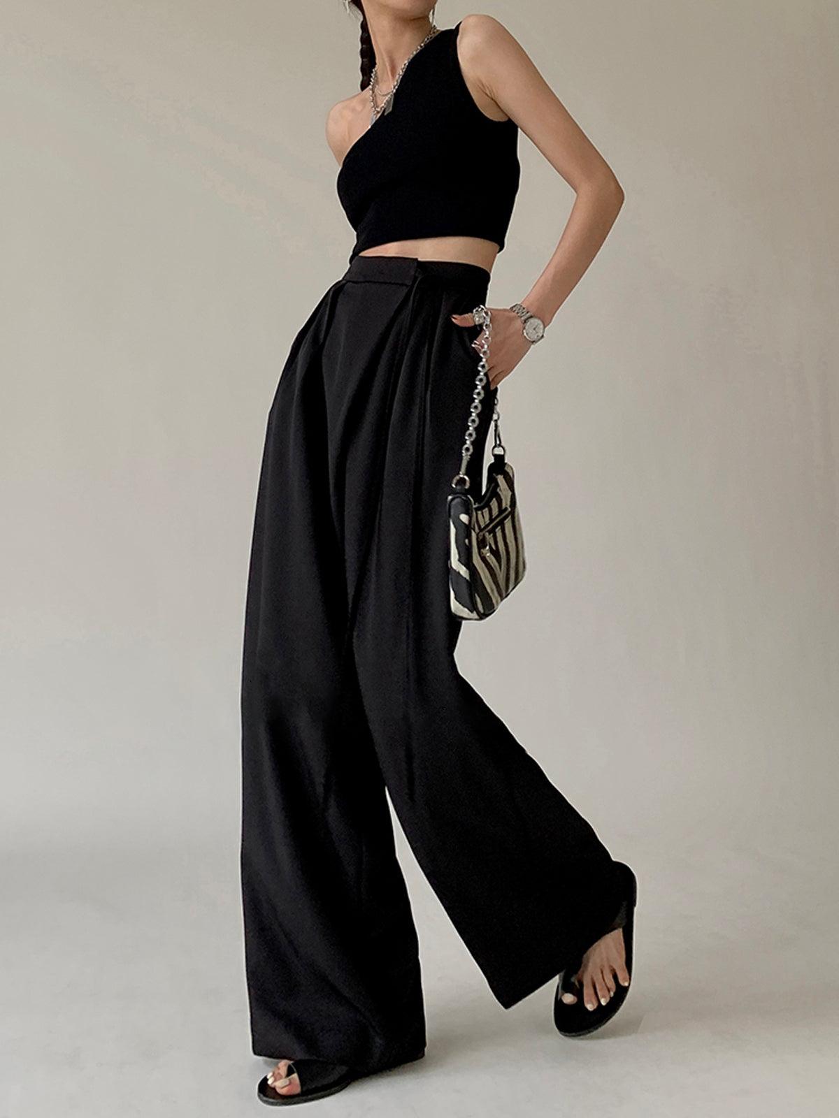 Tie Waist Flowy Wide Leg Trousers