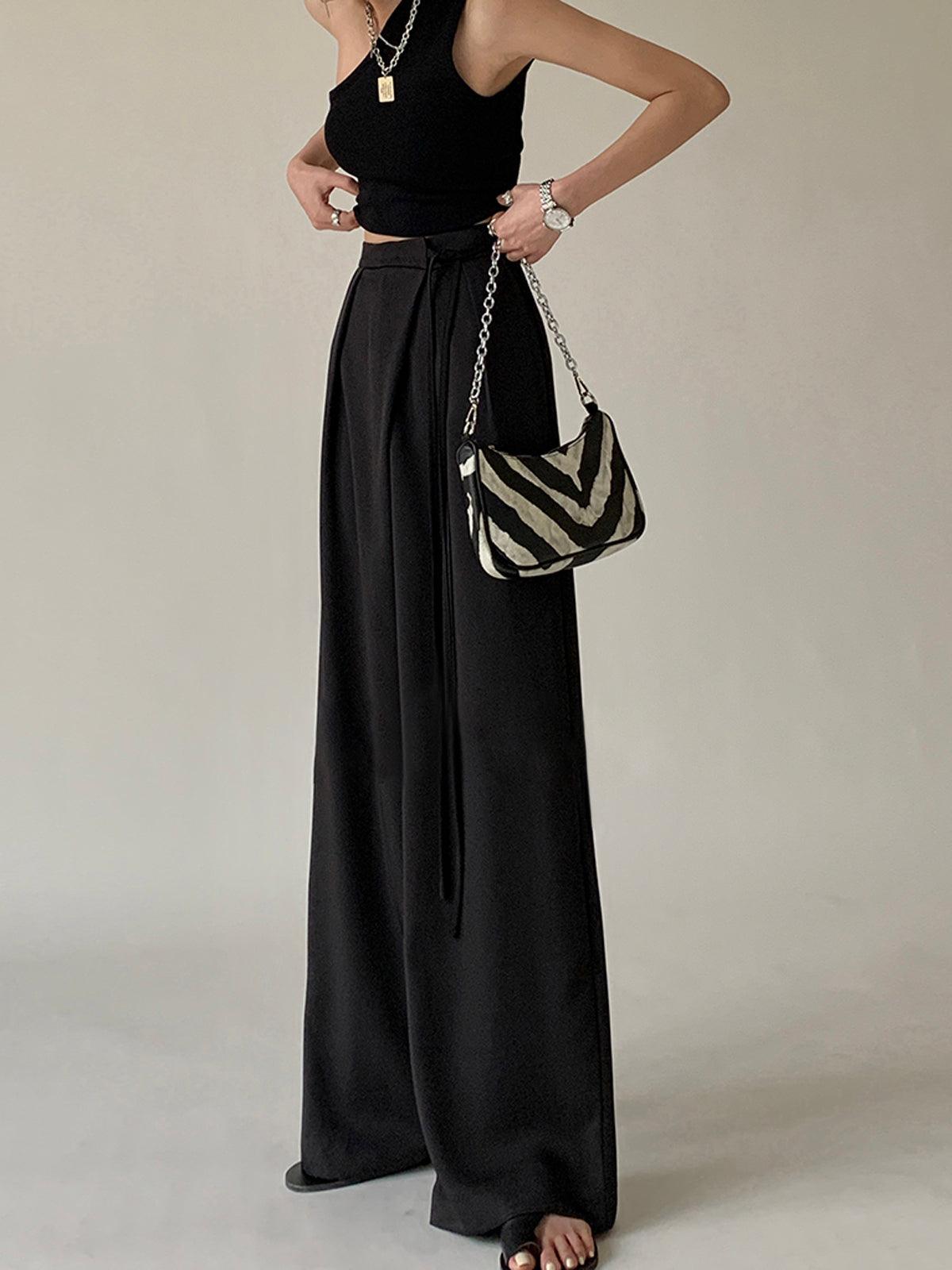Tie Waist Flowy Wide Leg Trousers