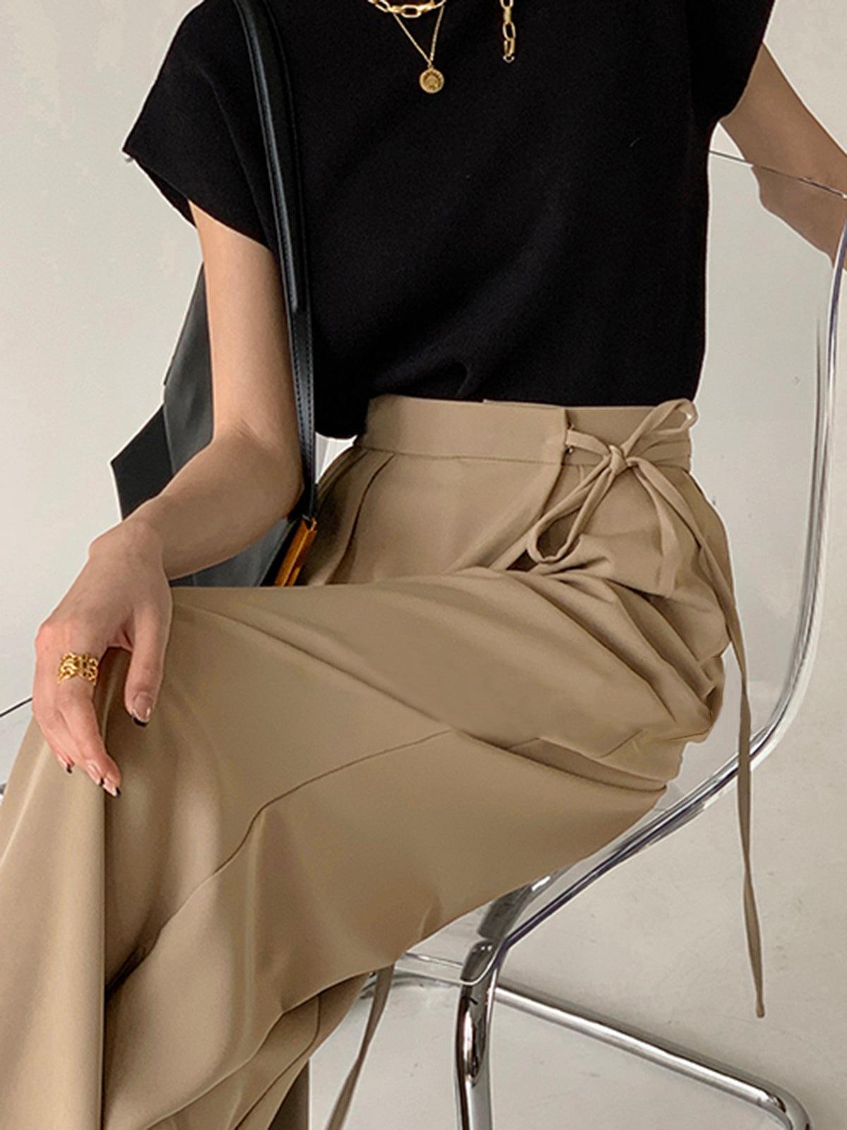 Tie Waist Flowy Wide Leg Trousers