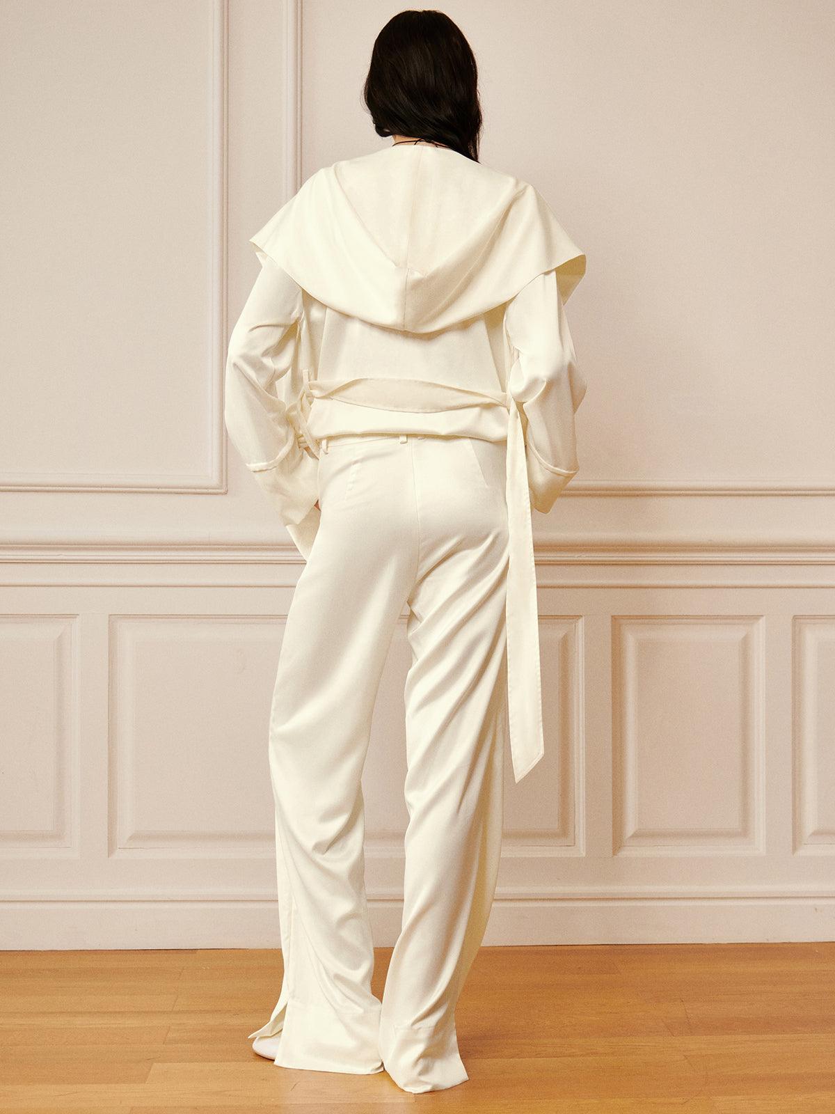 Satin Solid Split Palazzo Trousers