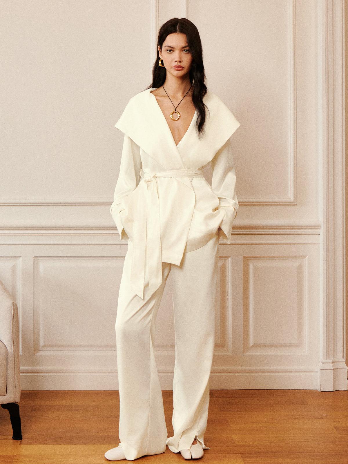 Satin Solid Split Palazzo Trousers