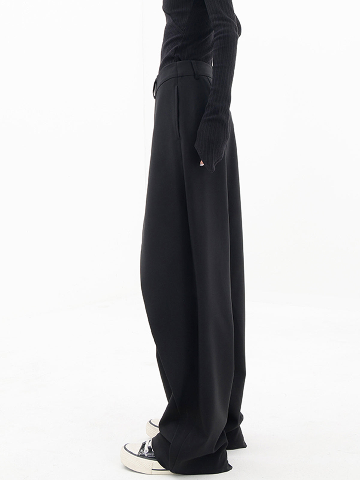Asymmetrical Layer Button Baggy Wide Leg Trousers