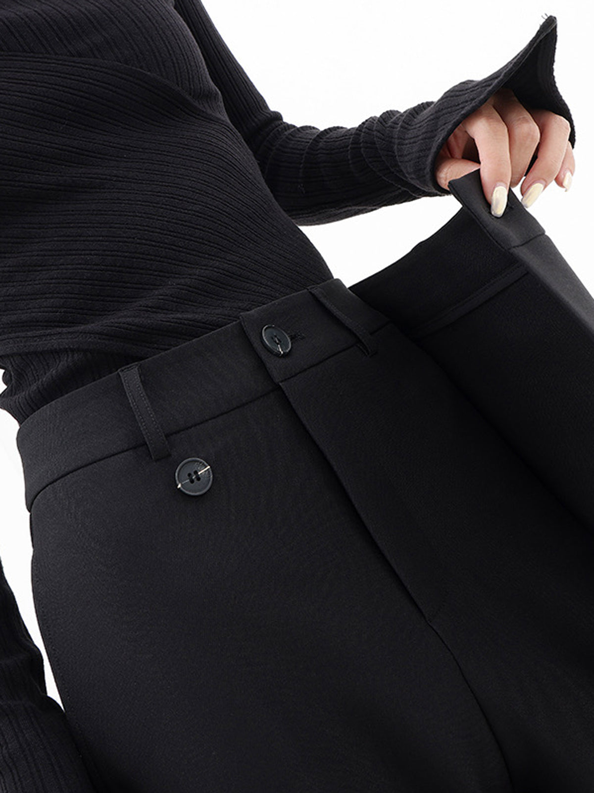 Asymmetrical Layer Button Baggy Wide Leg Trousers