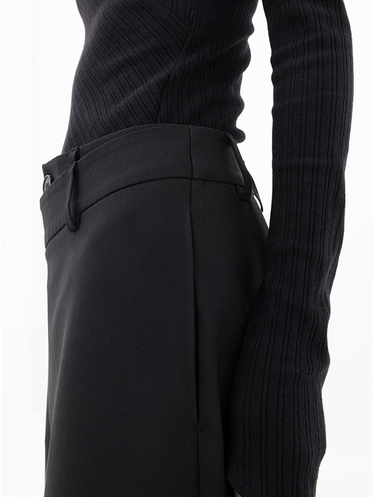 Asymmetrical Layer Button Baggy Wide Leg Trousers