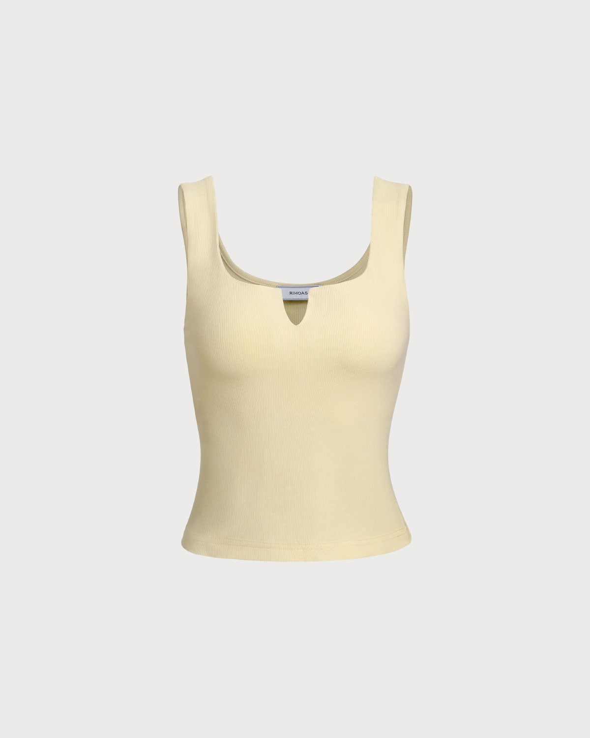 Yellow V Neck Ribbed Knit Tank Top