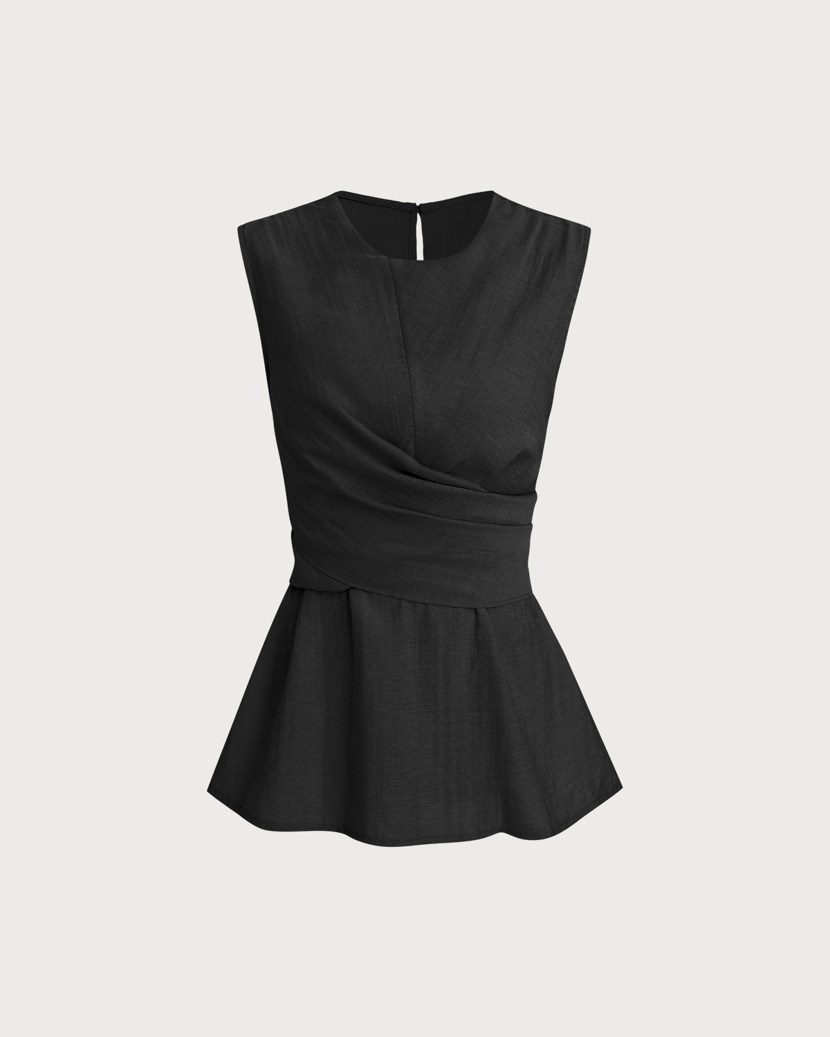 Black Round Neck Wrap Tank Top