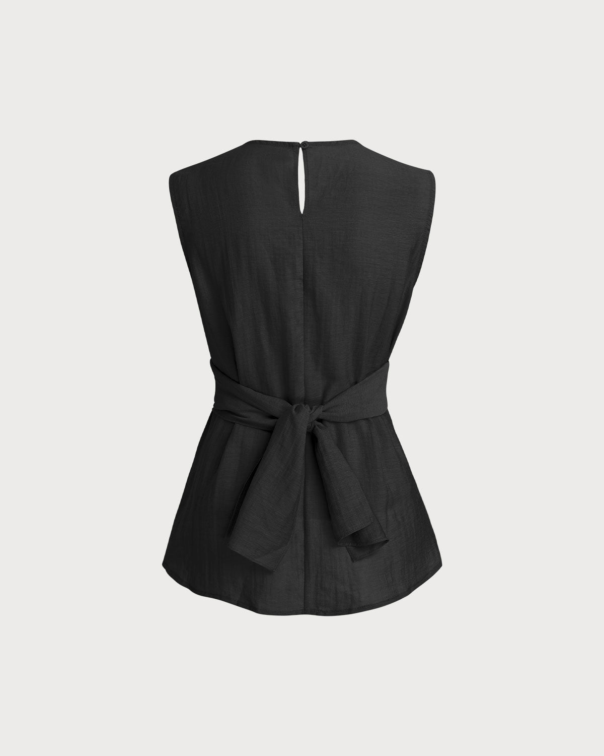 Black Round Neck Wrap Tank Top
