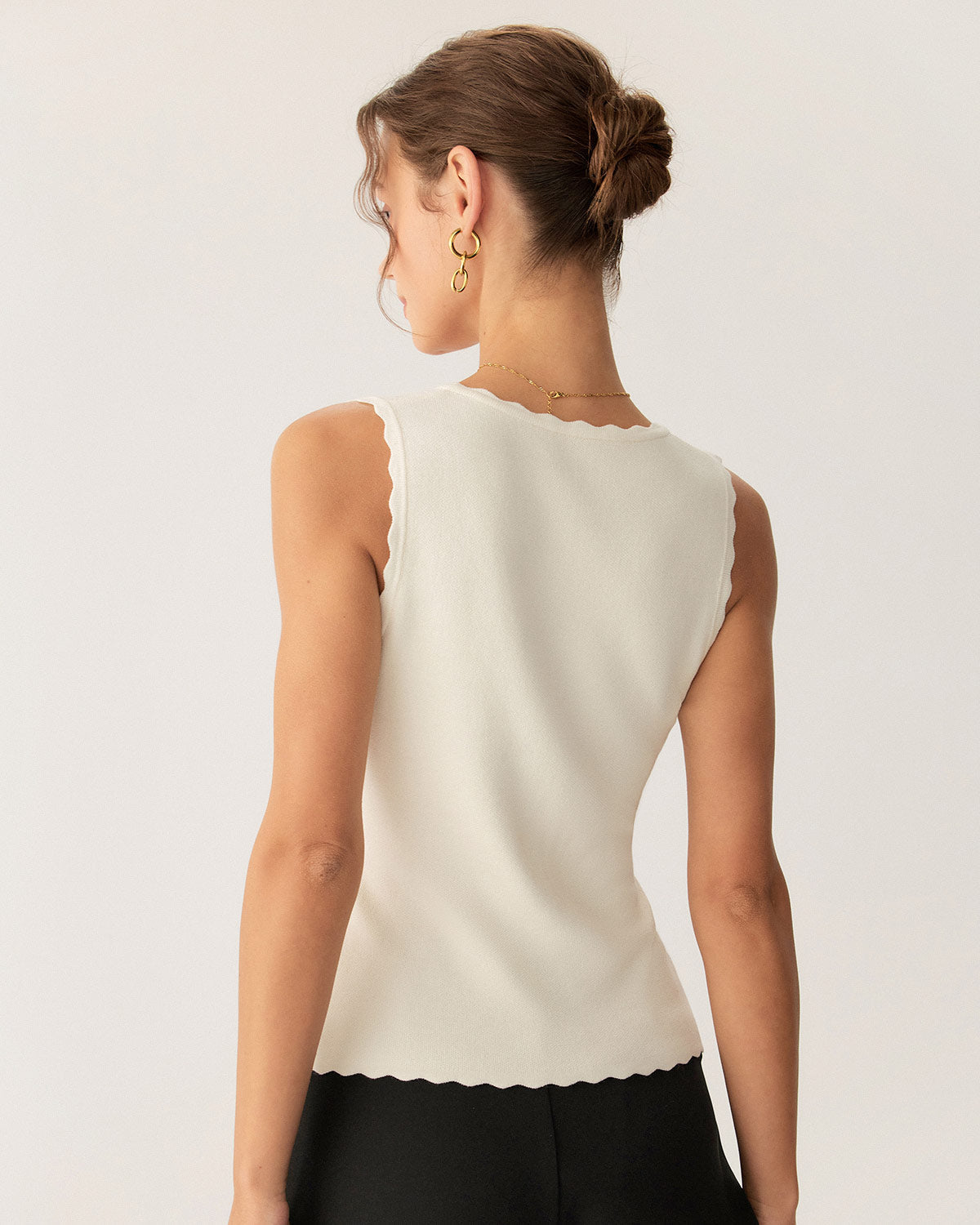 Apricot V Neck Ribbed Tank