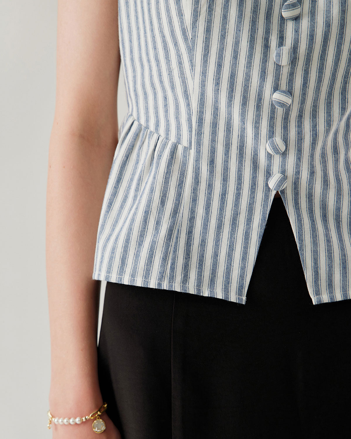 Blue Striped Square Neck Tank Top