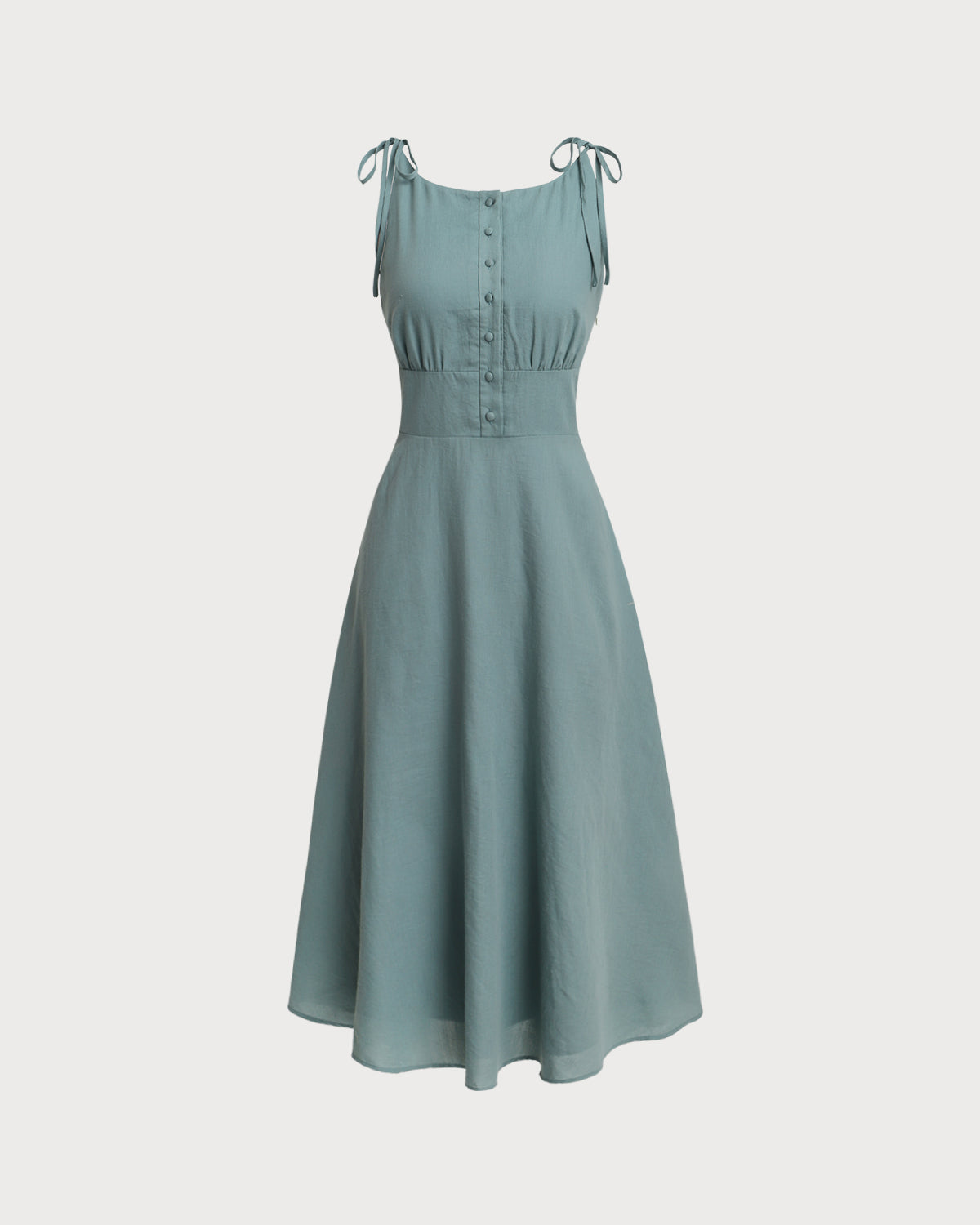 Green Boat Neck Backless Slip Midi Dress