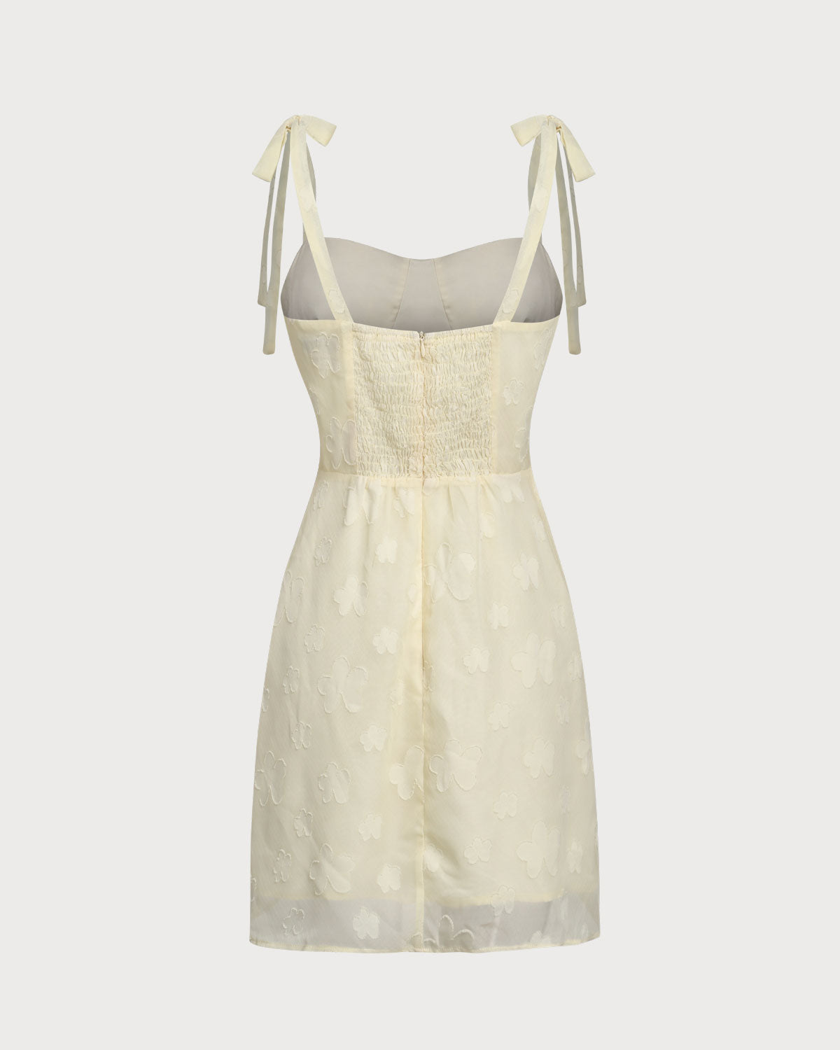 Yellow Jacquard Tie Strap Mini Dress