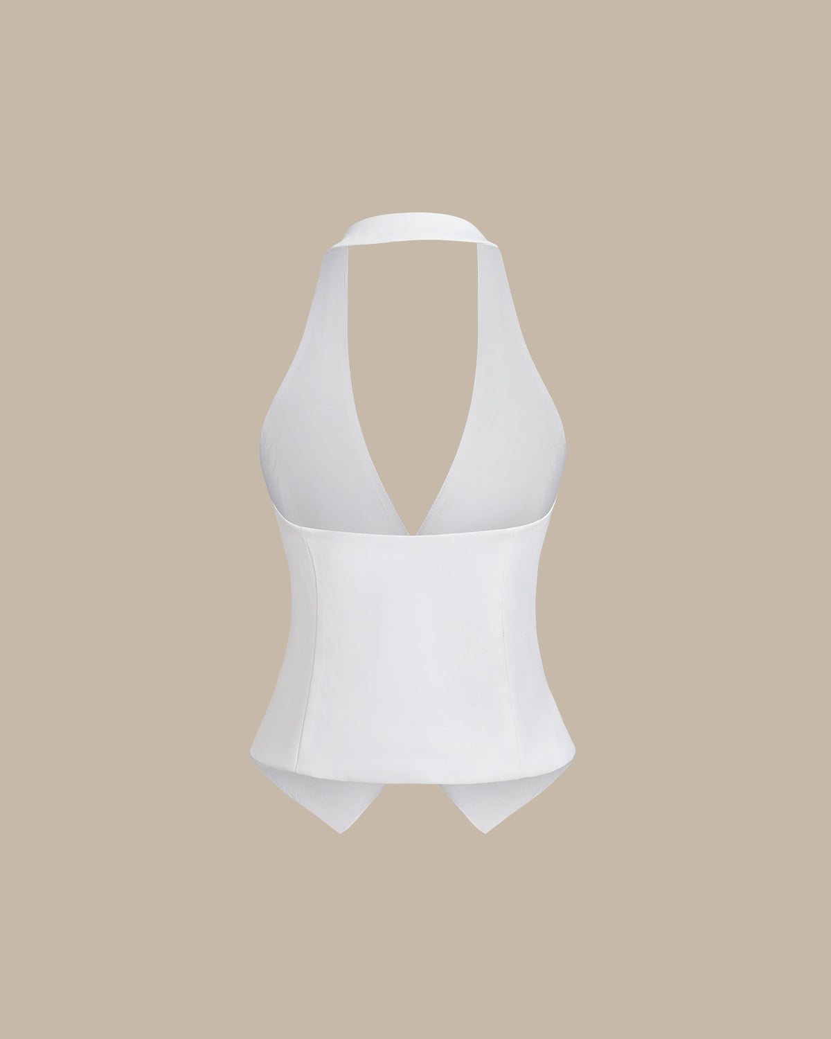 White Halter Button Vest