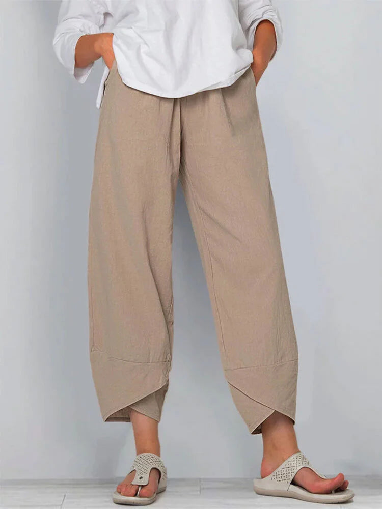 Solid Colour Simple Casual Ankle Trousers