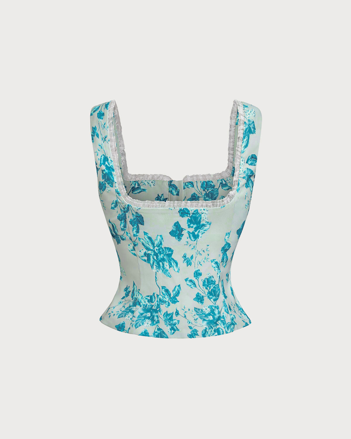 Blue Floral Square Tank Top