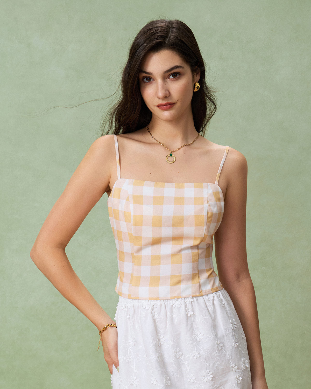 Yellow Plaid Cami Top