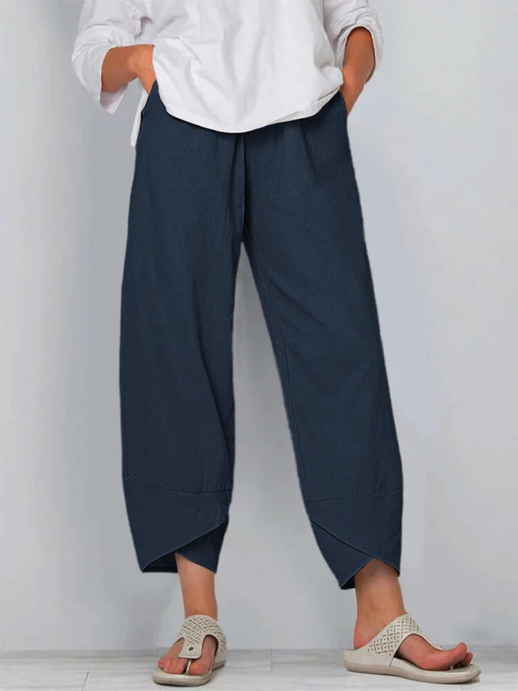 Solid Colour Simple Casual Ankle Trousers