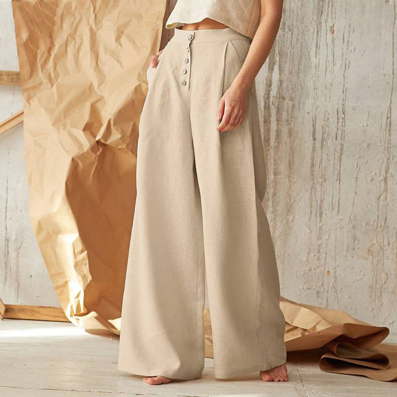 Vintage Plain Button Down Pocket Trousers