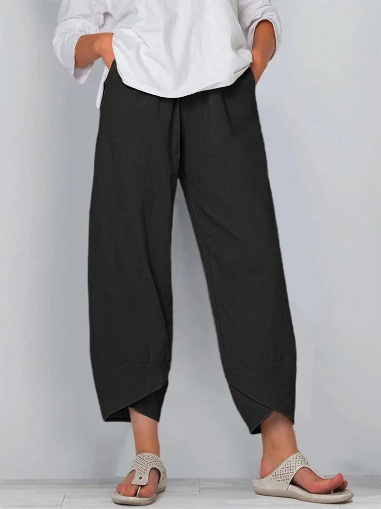 Solid Colour Simple Casual Ankle Trousers
