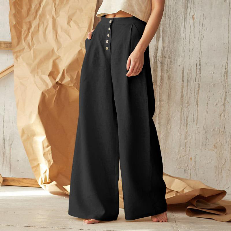 Vintage Plain Button Down Pocket Trousers