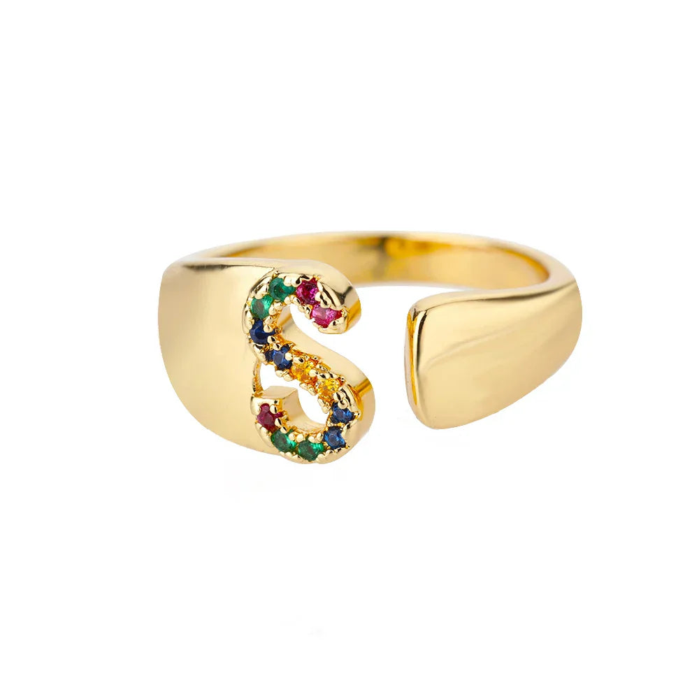Shine - Gold Stainless Steel Initial Ring