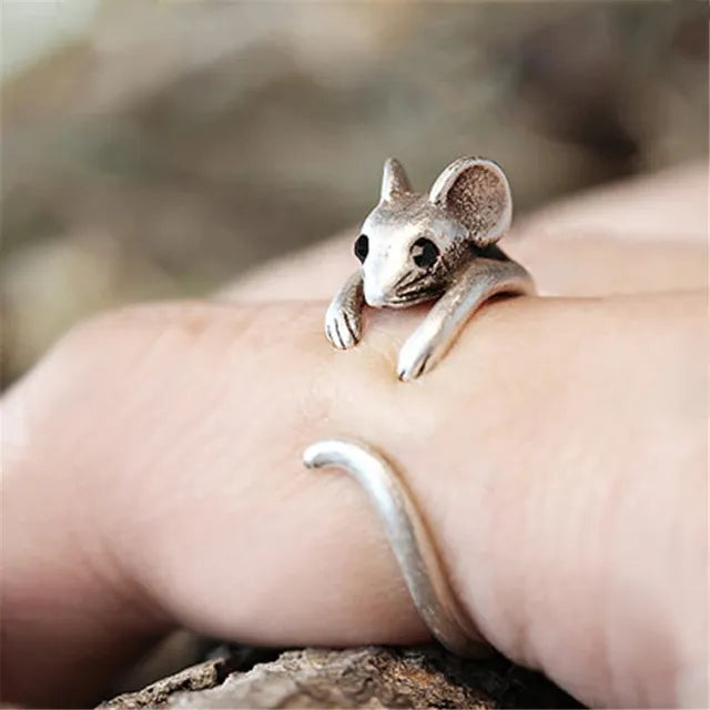 Adjustable Silver Mouse Ring