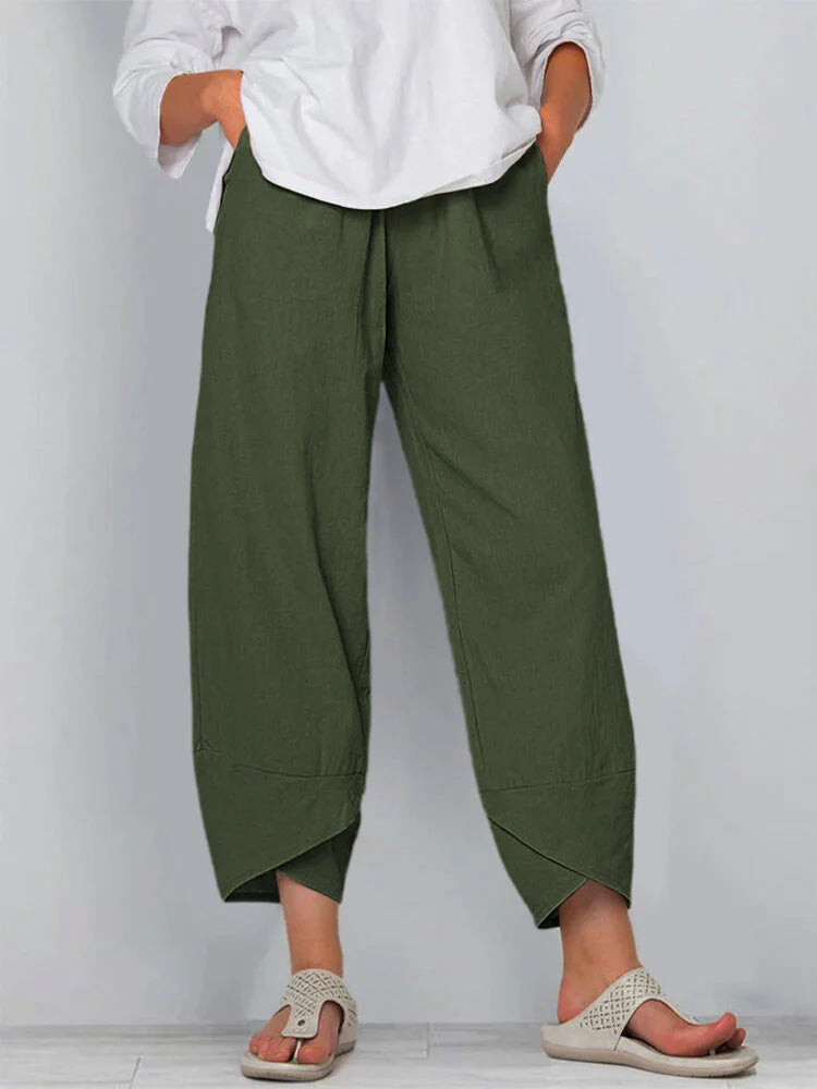 Solid Colour Simple Casual Ankle Trousers
