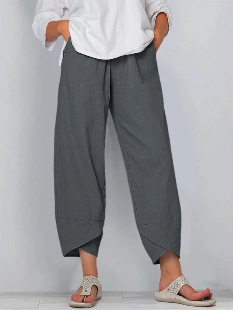 Solid Colour Simple Casual Ankle Trousers