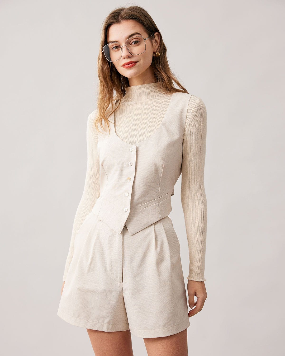 The Apricot Round Neck Button-Up Waistcoat