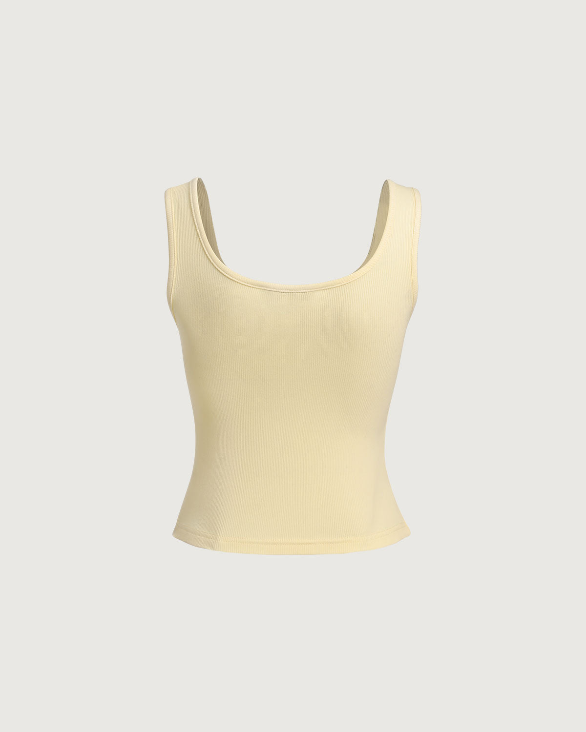 Yellow V Neck Ribbed Knit Tank Top