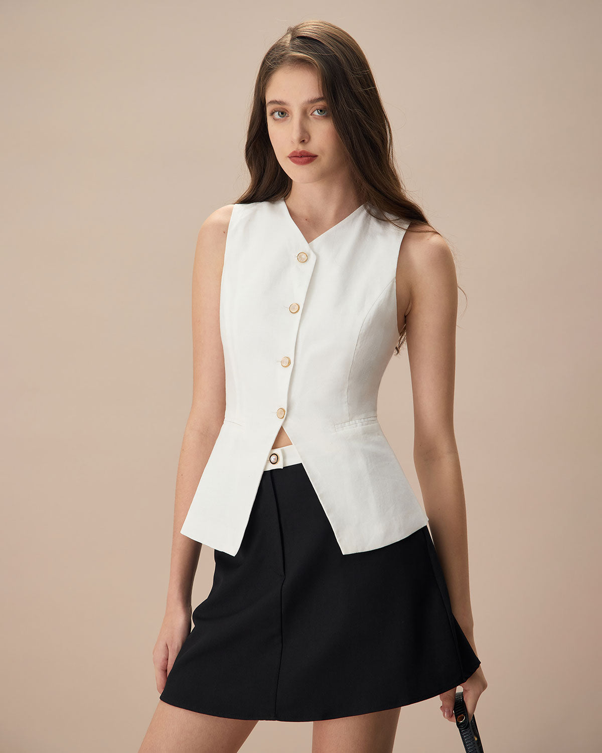 The White Single-breasted Cotton Vest