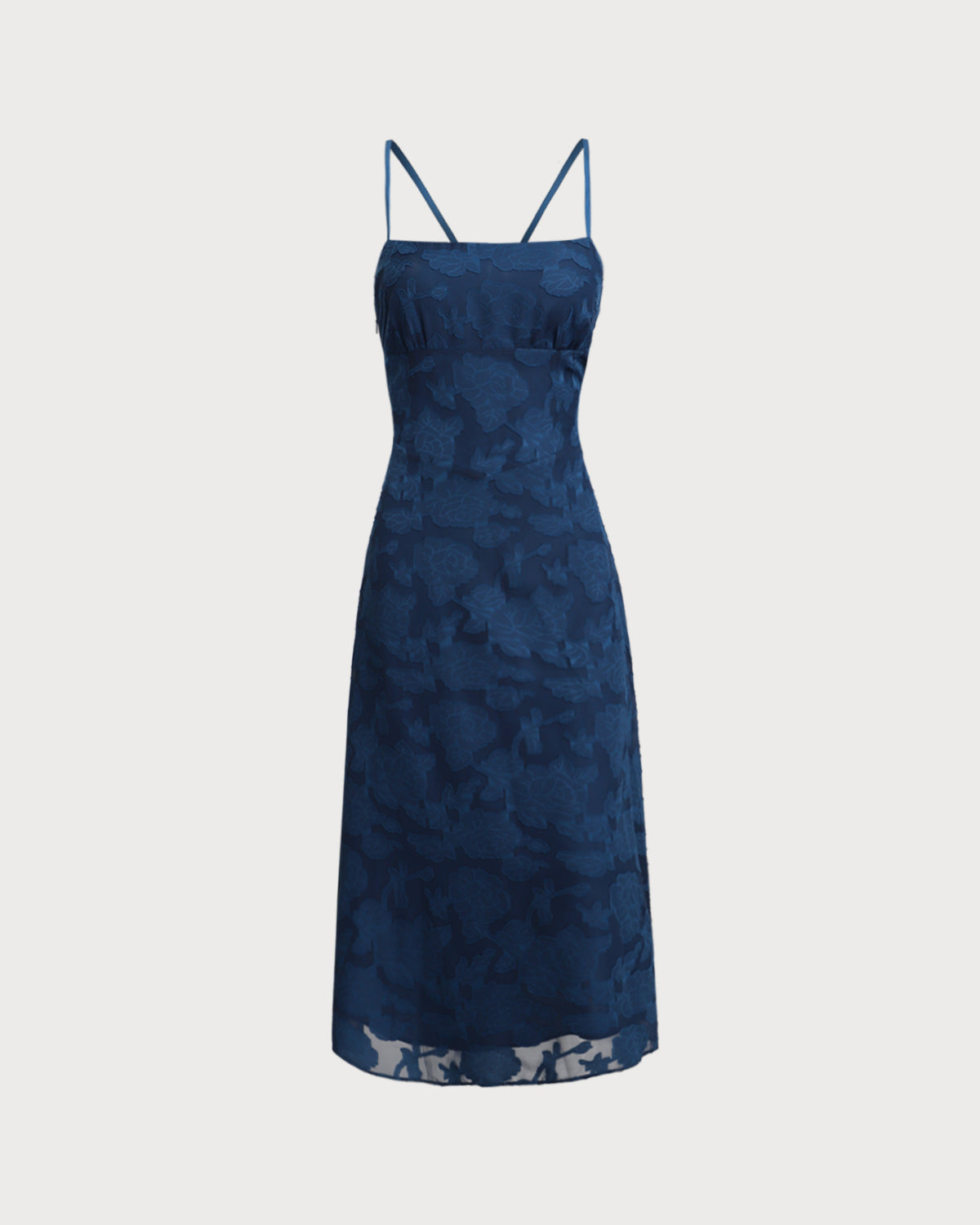 Navy Jacquard Slip Backless Maxi Dress