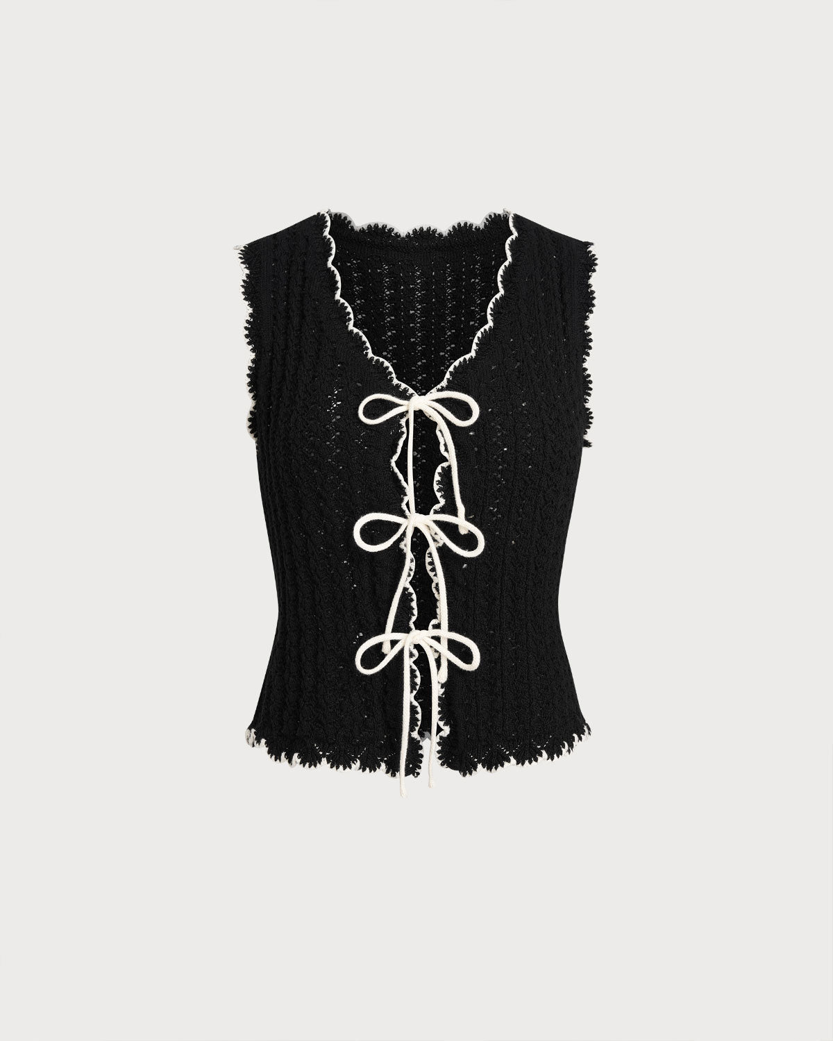 Black Contrast V Neck Knit Vest