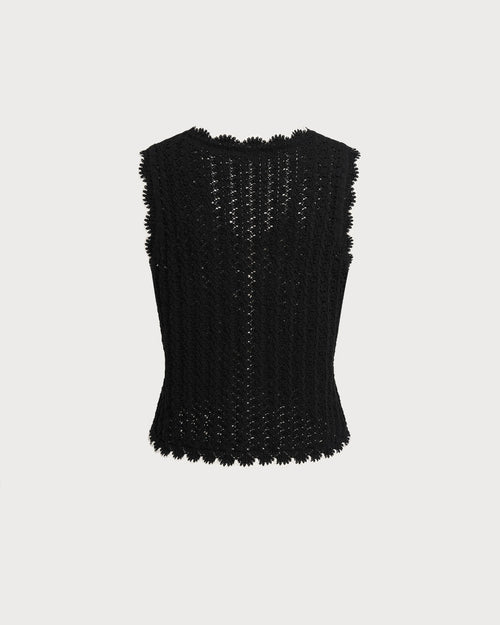 Black Contrast V Neck Knit Vest