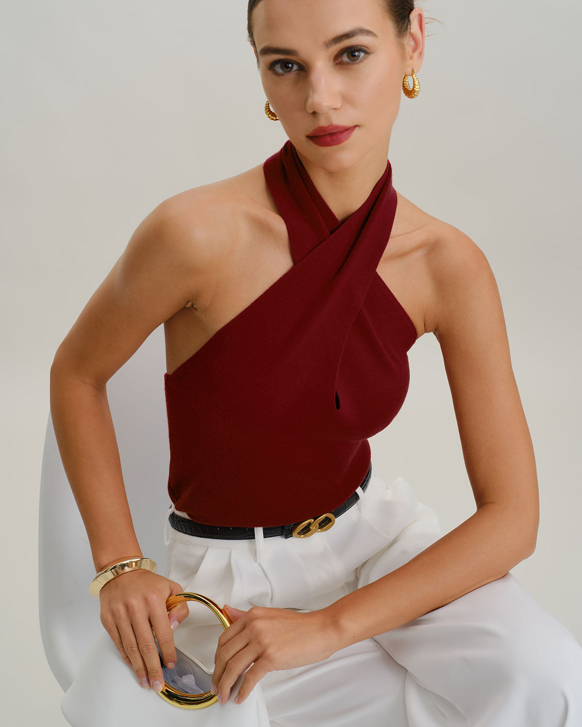 Red Knit Halter Vest