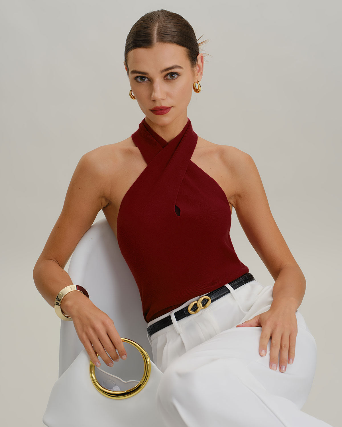 Red Knit Halter Vest