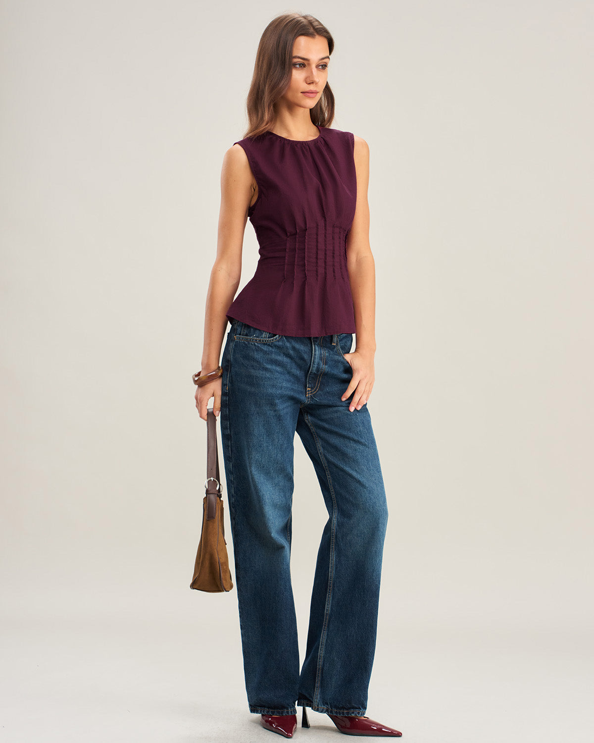 Purple Ruched Tank Top
