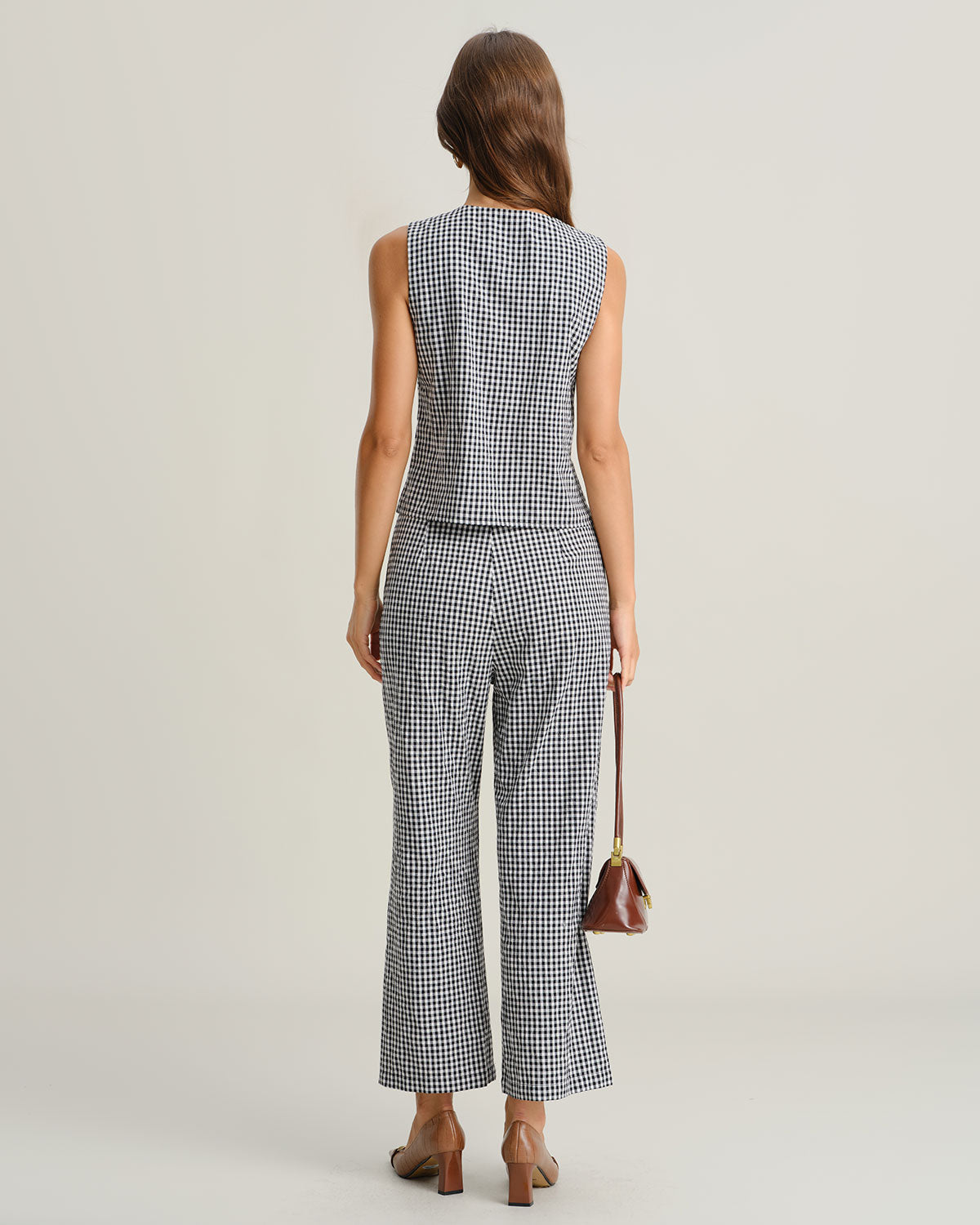 Black Plaid Button Vest