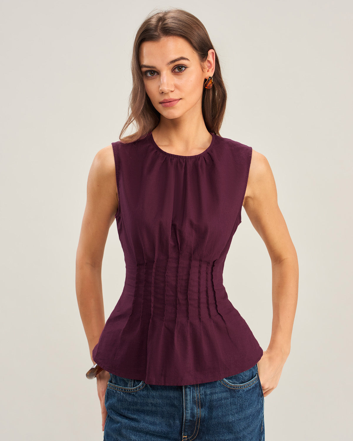 Purple Ruched Tank Top