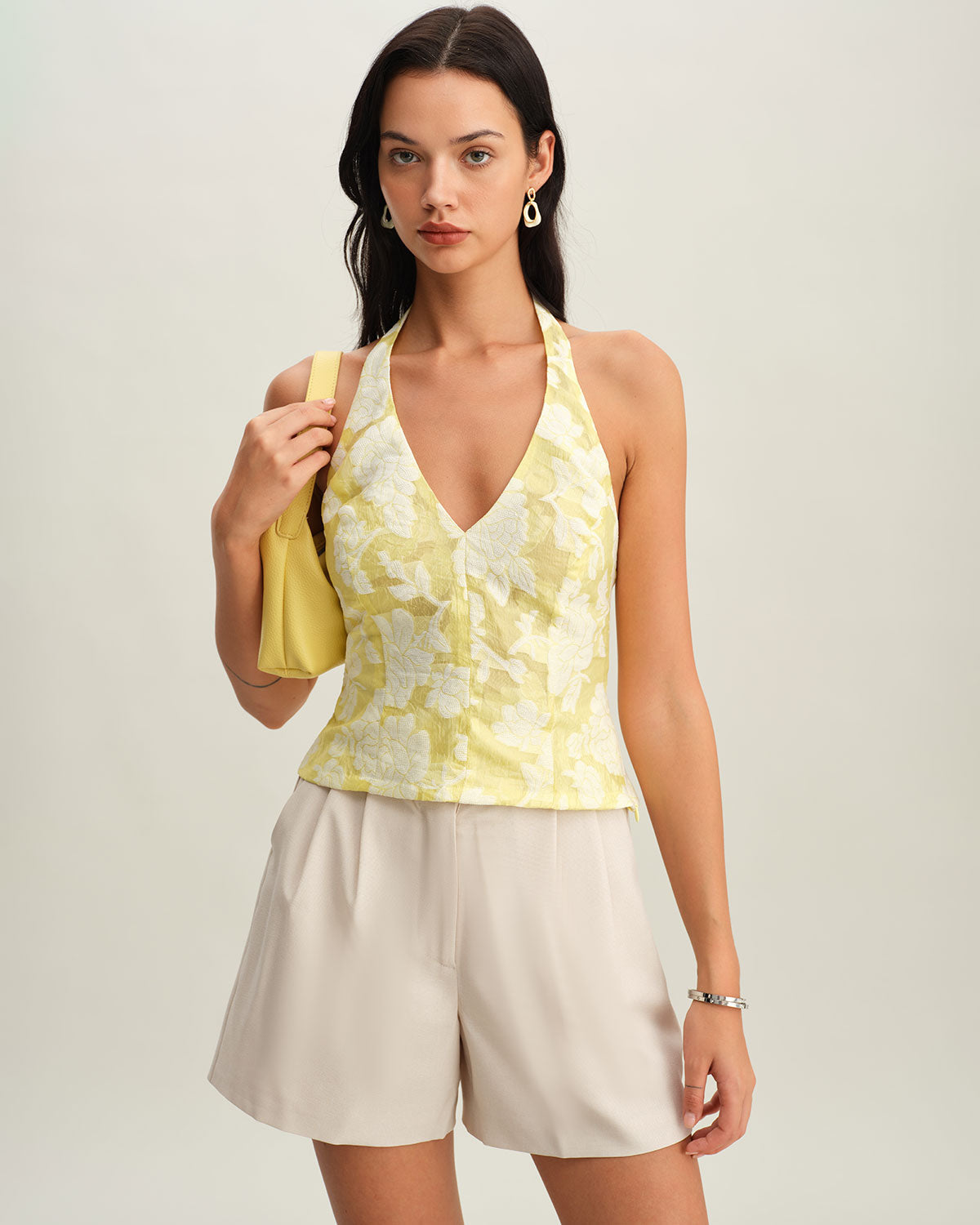 Yellow Floral Halter Top