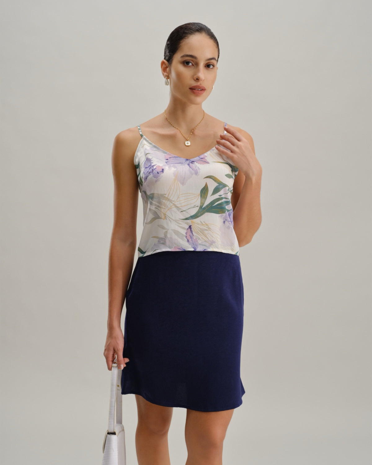 Green Floral Backless Camisole