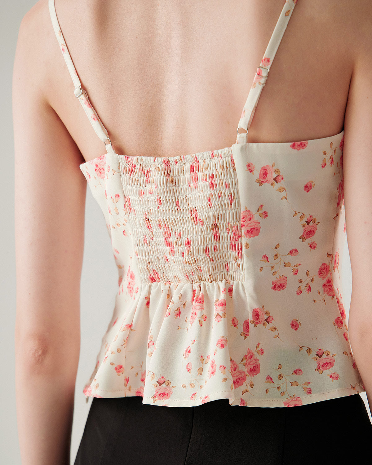 Pink Floral Cropped Cami Top