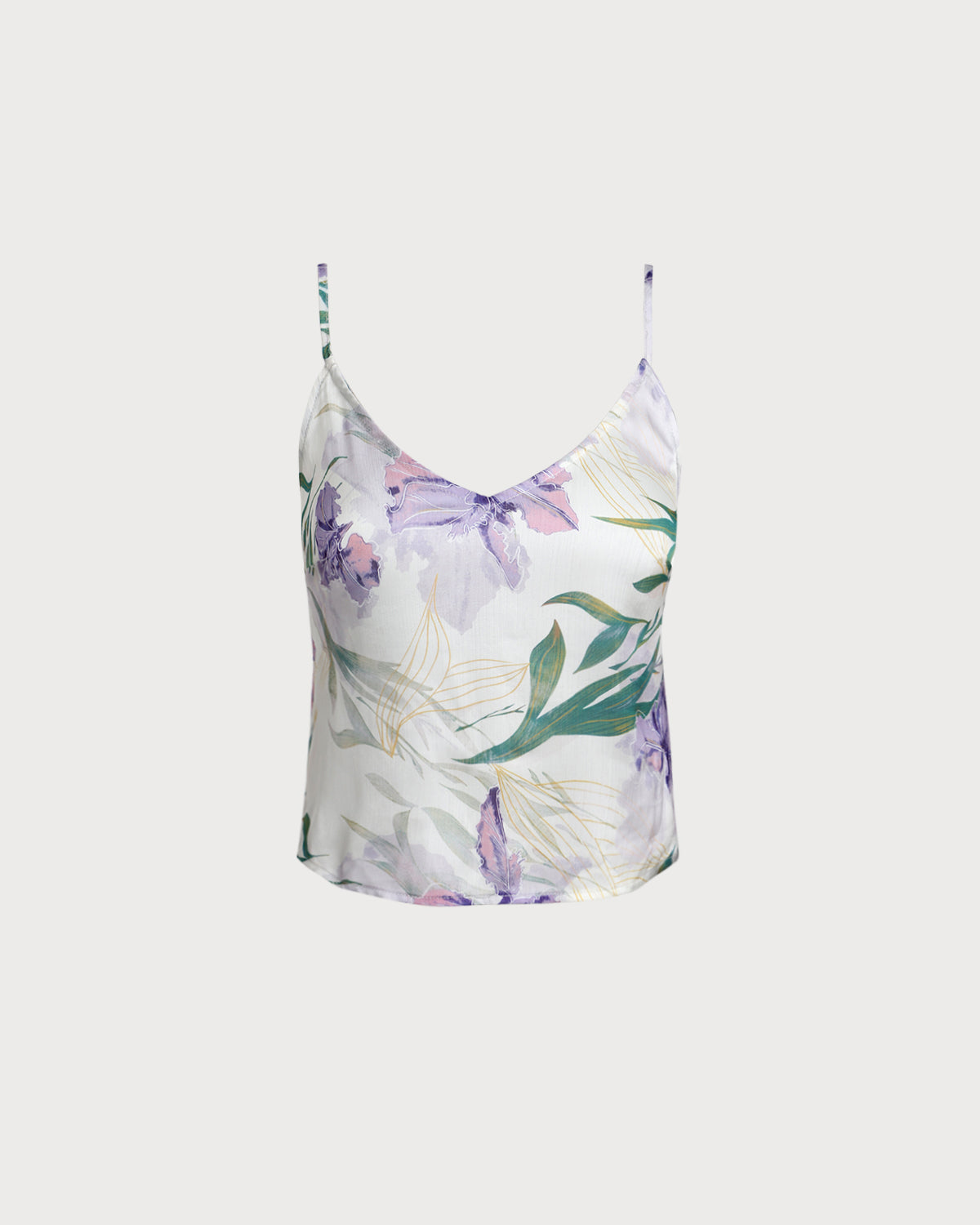 Green Floral Backless Camisole