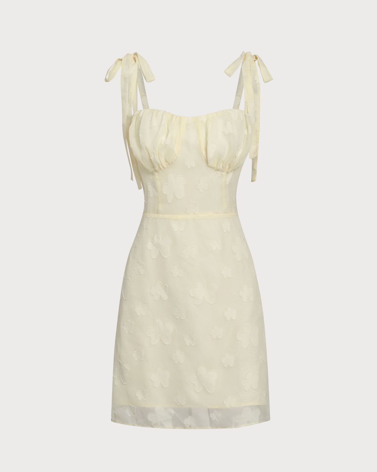 Yellow Jacquard Tie Strap Mini Dress
