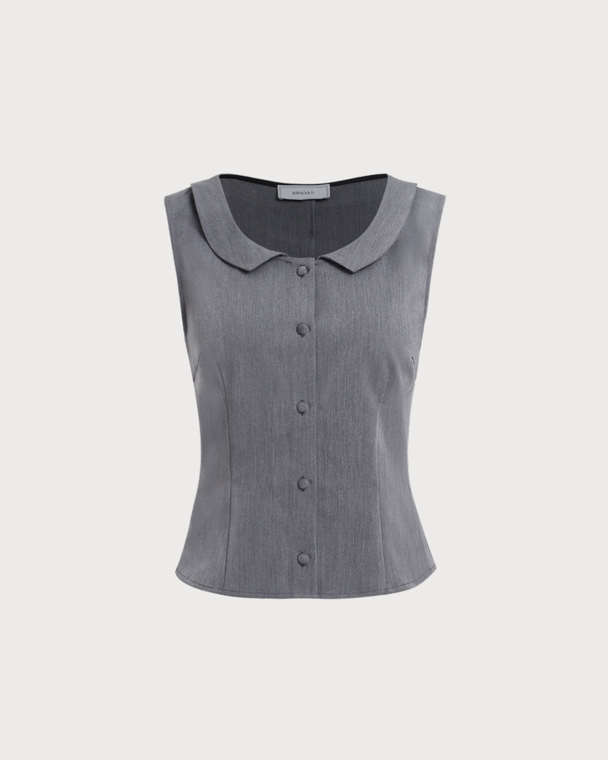 Grey Collared Button Tank Top