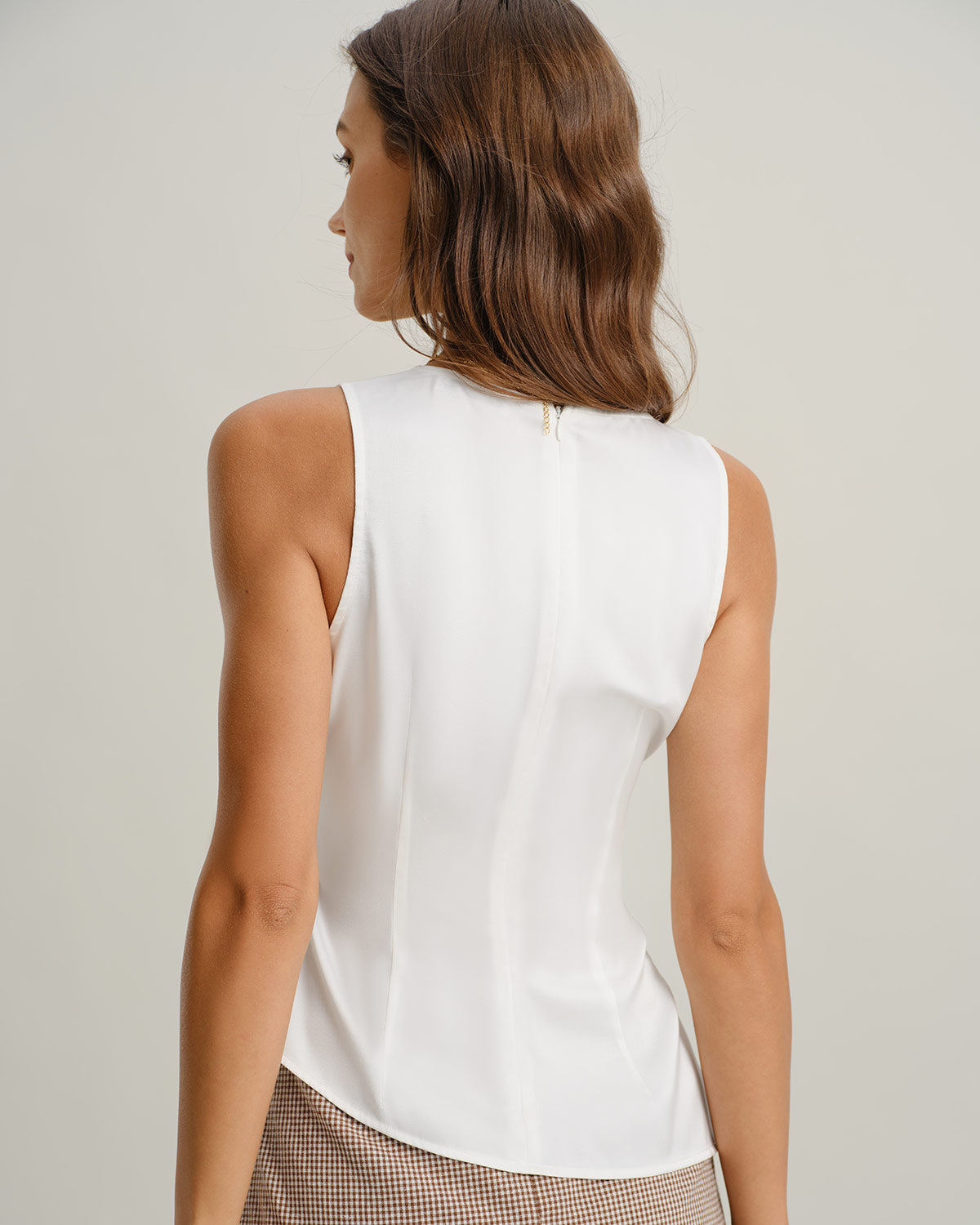 White V-Neck Wrap Tank Top