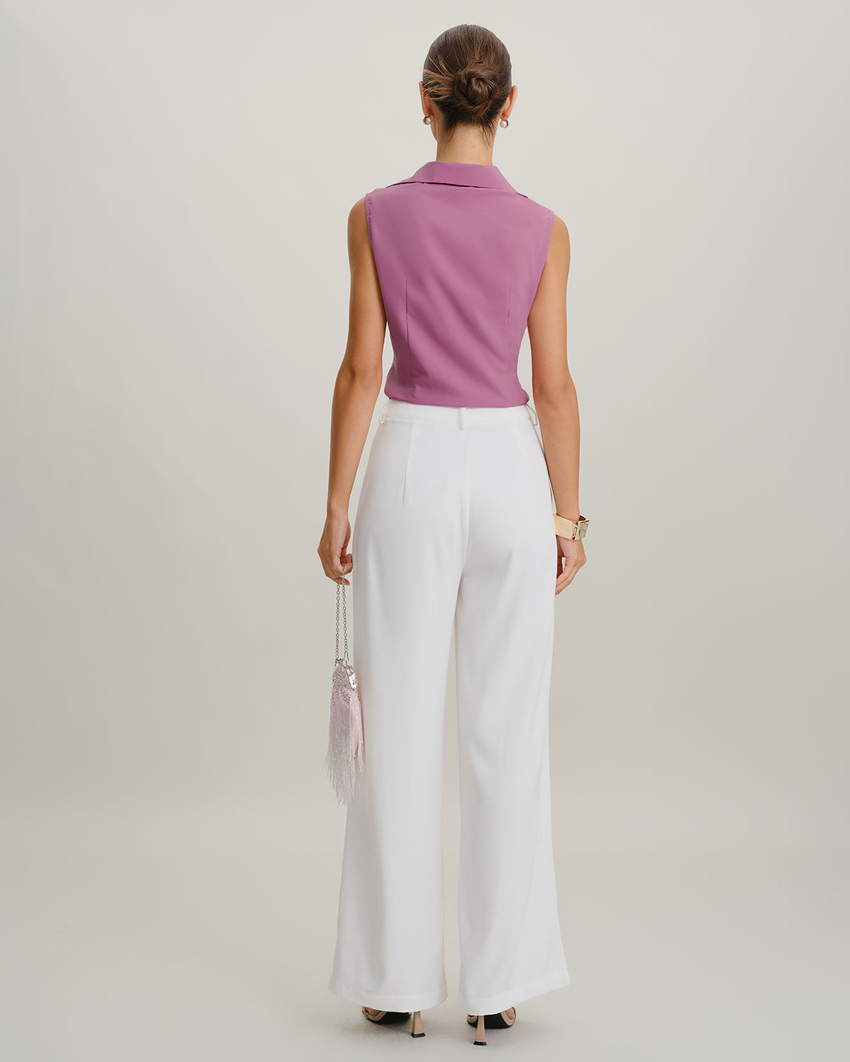 Purple Cowl Neck Tank Top